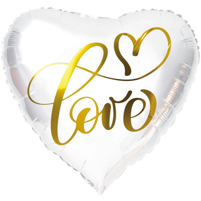 Love Helium Ballon Wit Leeg 45cm van Folat koop je bij Partywinkel