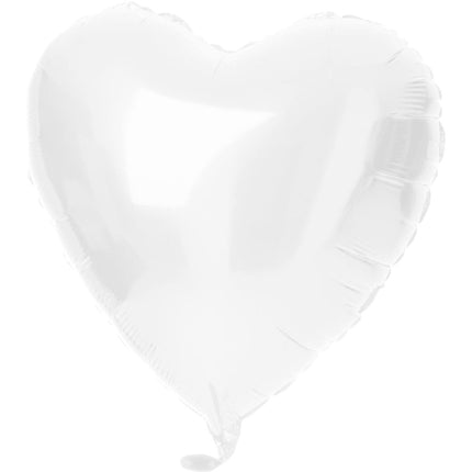 Folieballon Hartvormig Wit Metallic Mat - 45 cm van Folat koop je bij Partywinkel