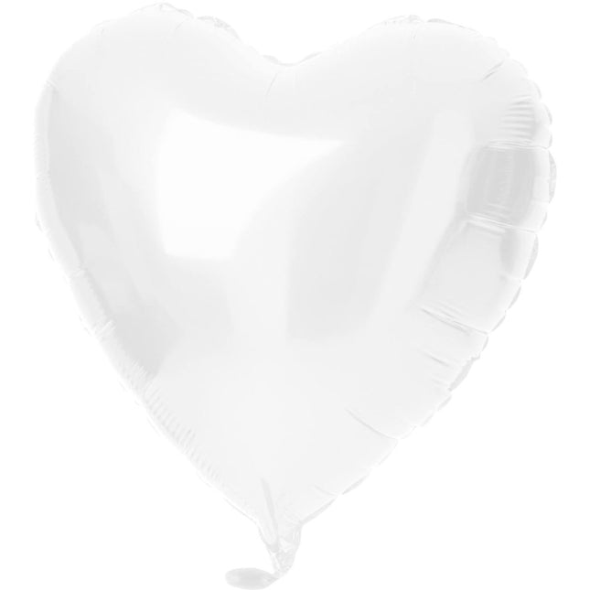 Folieballon Hartvormig Wit Metallic Mat - 45 cm van Folat koop je bij Partywinkel