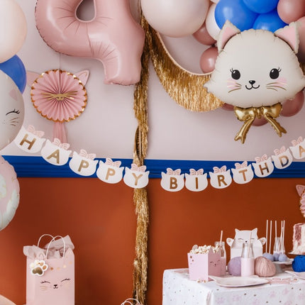 Folieballon in de vorm van een kitten, 35x35 cm, mix van Partydeco koop je bij Partywinkel