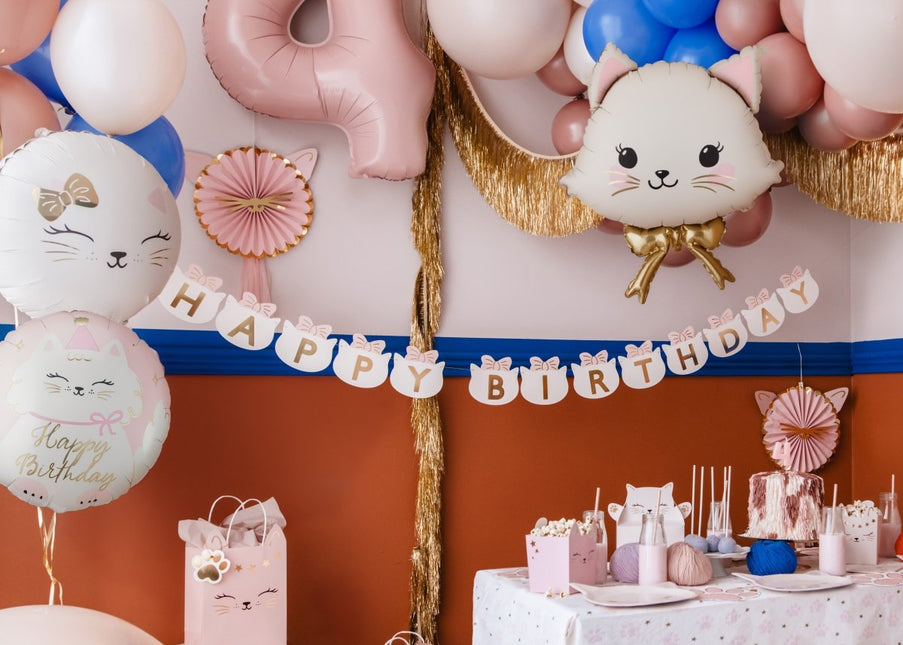 Folieballon in de vorm van een kitten, 35x35 cm, mix van Partydeco koop je bij Partywinkel