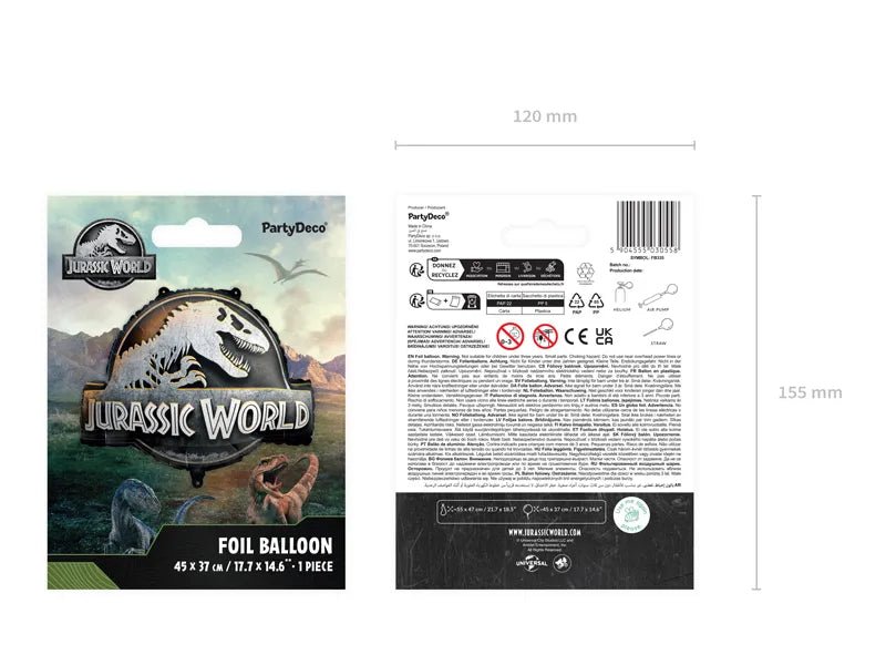 Folieballon Jurassic World - logo, 45 x 37 cm, mix van Partydeco koop je bij Partywinkel