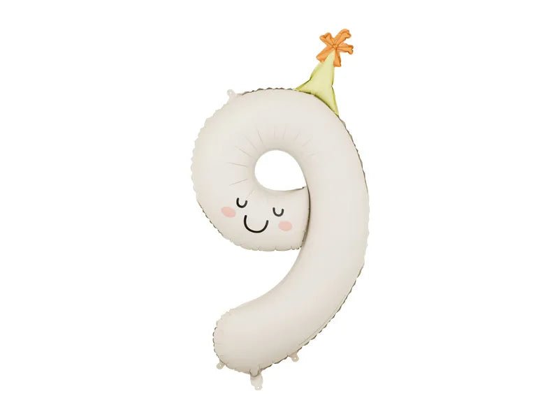 Folieballon met het cijfer "9", 86 cm, crèmekleurig van Partydeco koop je bij Partywinkel