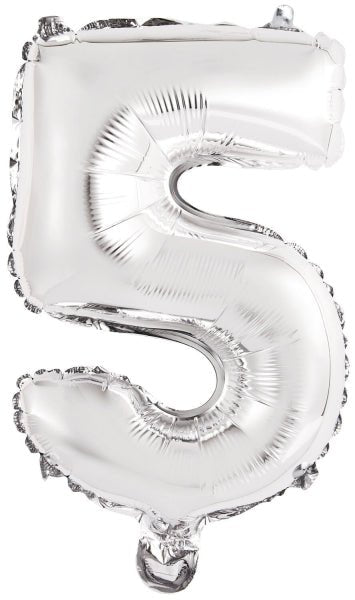 Folieballon – Mini Cijfer 5 – Zilver – 34 x 22 cm van Riethmueller koop je bij Partywinkel