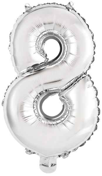 Folieballon – Mini Cijfer 8 – Zilver – 36 x 22 cm van Riethmueller koop je bij Partywinkel