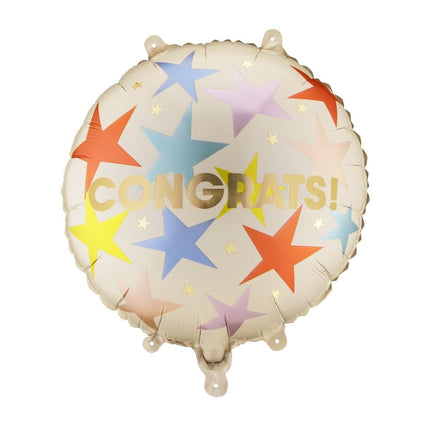 Folieballon rond ‘'Congrats’', 35x35 cm, mix leeg van Partydeco koop je bij Partywinkel