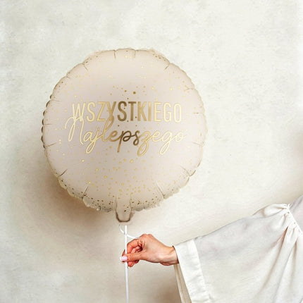 Folieballon rond ‘'Wszystkiego Najlepszego’', 35x35 cm, mix van Partydeco koop je bij Partywinkel