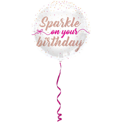 Folieballon Sparkle on your birthday - 45cm van Folat koop je bij Partywinkel