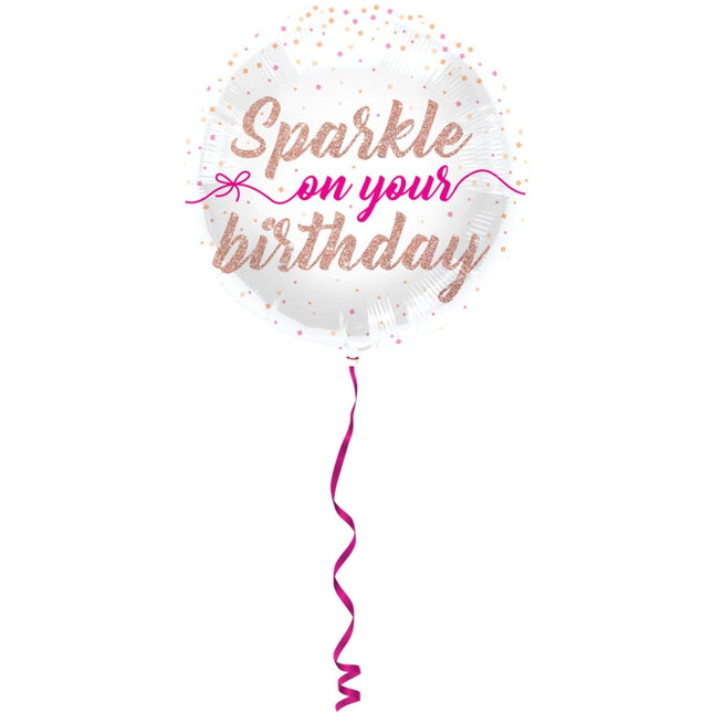 Folieballon Sparkle on your birthday - 45cm van Folat koop je bij Partywinkel