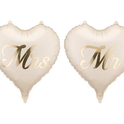 Folieballonnen hartjes MR en MRS, 45 cm, mix van Partydeco koop je bij Partywinkel
