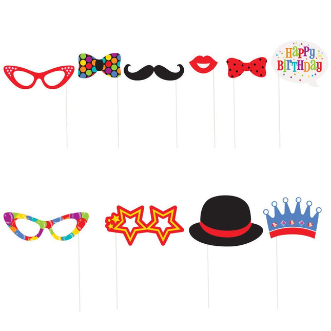 Foto Props Happy Birthday Accessoires 29,2cm 10 delig van Unique koop je bij Partywinkel