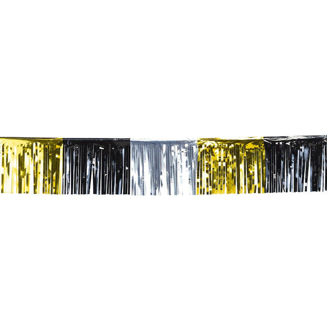 Franjeslinger Metallic zwart/goud/zilver 6m van Boland koop je bij Partywinkel