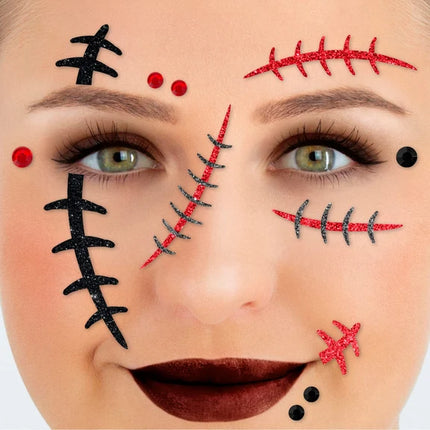 Black and Red Face Stickers: Scarface Glitter