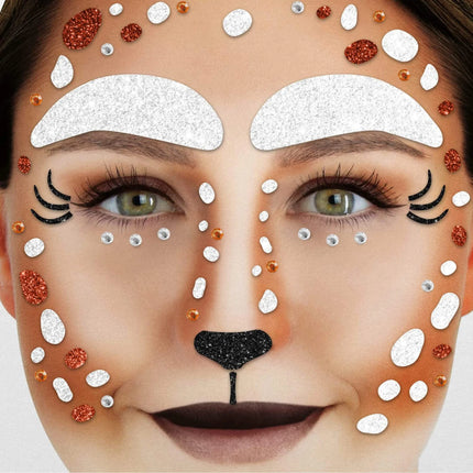 Brown Fake Tattoos: Face, Glitter, Deer