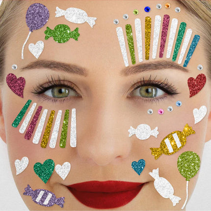 Rainbow Face Stickers: Clown