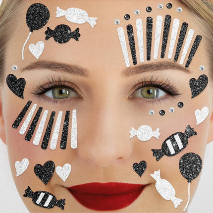 Black and White Face Stickers: Clown