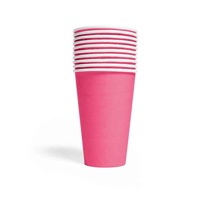Fuchsia Bekers Papier 210ml 14st van WeFiesta koop je bij Partywinkel