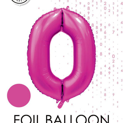 Fuchsia Cijfer Ballon 0 Jaar Glans 86cm van WeFiesta koop je bij Partywinkel