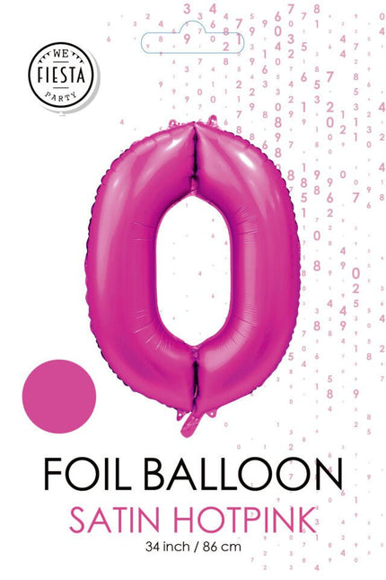 Fuchsia Cijfer Ballon 0 Jaar Glans 86cm van WeFiesta koop je bij Partywinkel