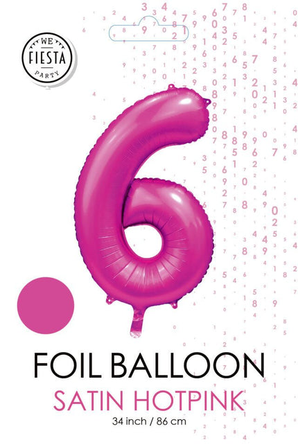 Fuchsia Cijfer Ballon 6 Jaar Glans 86cm van WeFiesta koop je bij Partywinkel