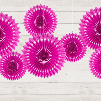 Fuchsia Papieren Waaiers 20cm 3st van Partydeco koop je bij Partywinkel