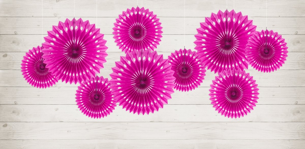 Fuchsia Papieren Waaiers 20cm 3st van Partydeco koop je bij Partywinkel