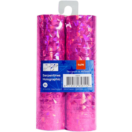 Fuchsia Serpentines Holografisch 4m 18 ringen 2st van Folat koop je bij Partywinkel