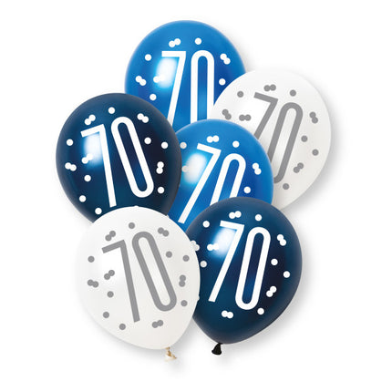 70 Jaar Ballonnen Set Blauw 30cm 6st