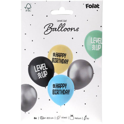 Gaming Party Ballonnen Happy Birthday 33cm 6st van Folat koop je bij Partywinkel
