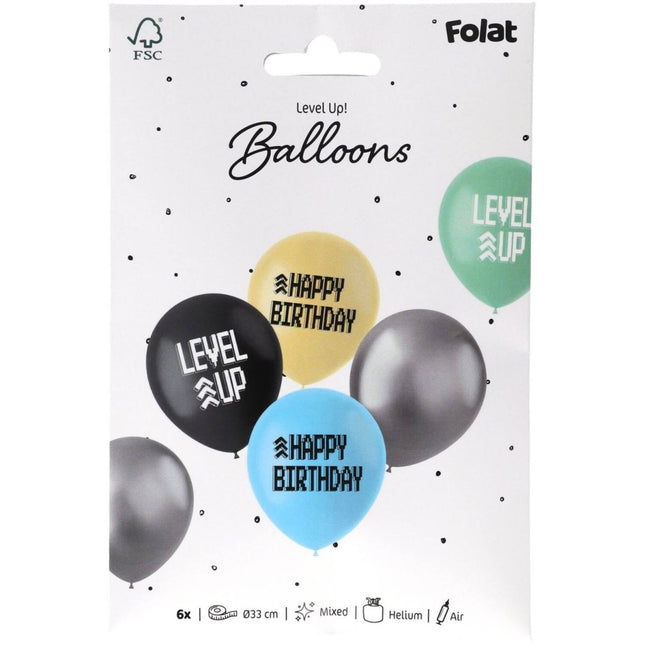 Gaming Party Ballonnen Happy Birthday 33cm 6st van Folat koop je bij Partywinkel
