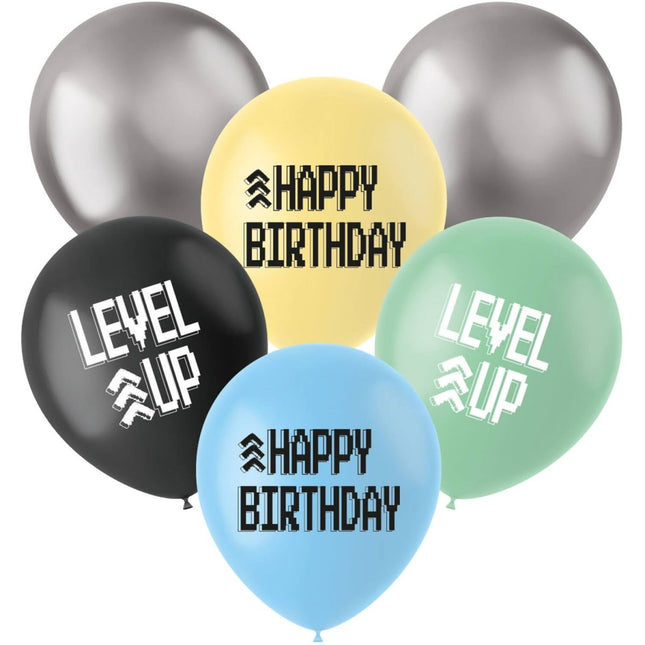 Gaming Party Ballonnen Happy Birthday 33cm 6st van Folat koop je bij Partywinkel