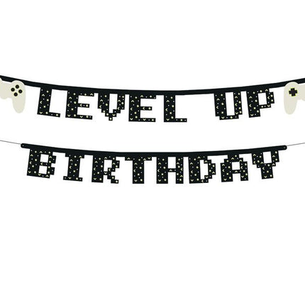 Gaming Party Banner Level Up Birthday 2,5m van Partydeco koop je bij Partywinkel