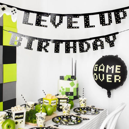 Gaming Party Banner Level Up Birthday 2,5m van Partydeco koop je bij Partywinkel