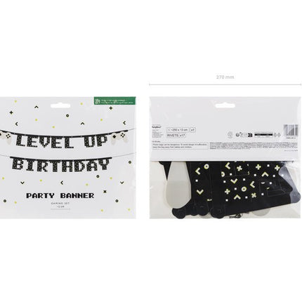 Gaming Party Banner Level Up Birthday 2,5m van Partydeco koop je bij Partywinkel