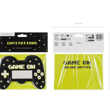 Gaming Party Uitnodigingen 16cm 6st van Partydeco koop je bij Partywinkel