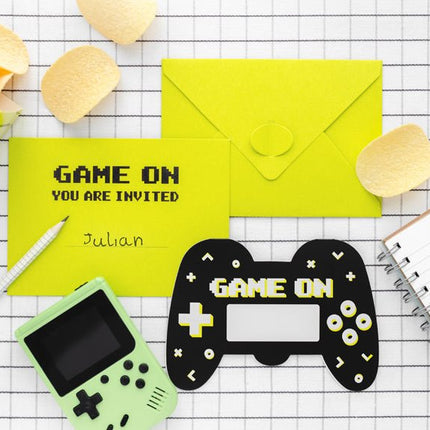 Gaming Party Uitnodigingen 16cm 6st van Partydeco koop je bij Partywinkel