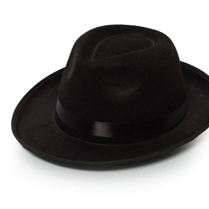 Gangsterhoed Zwart Basic van Partychimp koop je bij Partywinkel