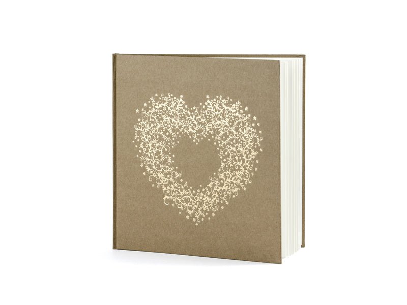 Gastenboek Hart Bruin 20,5cm van Partydeco koop je bij Partywinkel