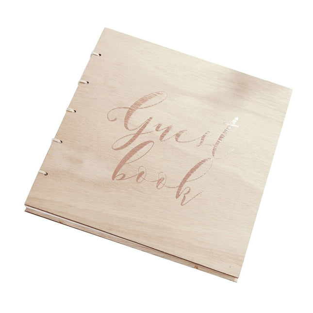 Gastenboek Hout 22cm van Ginger Ray koop je bij Partywinkel