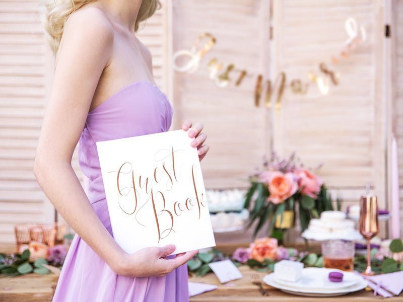 Gastenboek Rose Gouden Letters 24,5cm van Partydeco koop je bij Partywinkel