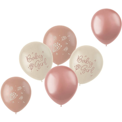 Geboorte Ballonnen Babygirl 33cm 6st van Folat koop je bij Partywinkel