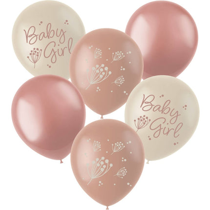 Geboorte Ballonnen Babygirl 33cm 6st van Folat koop je bij Partywinkel