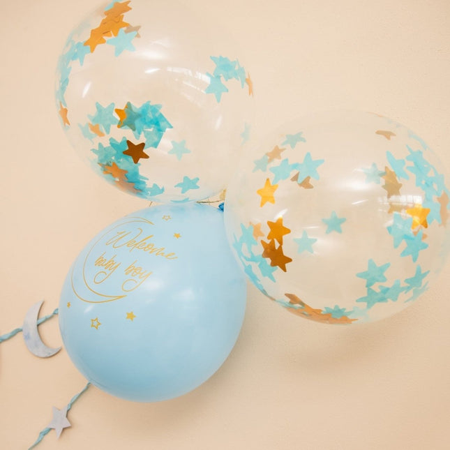 Geboorte Ballonnen Blauw Safari 30cm 6st van Haza Witbaard koop je bij Partywinkel