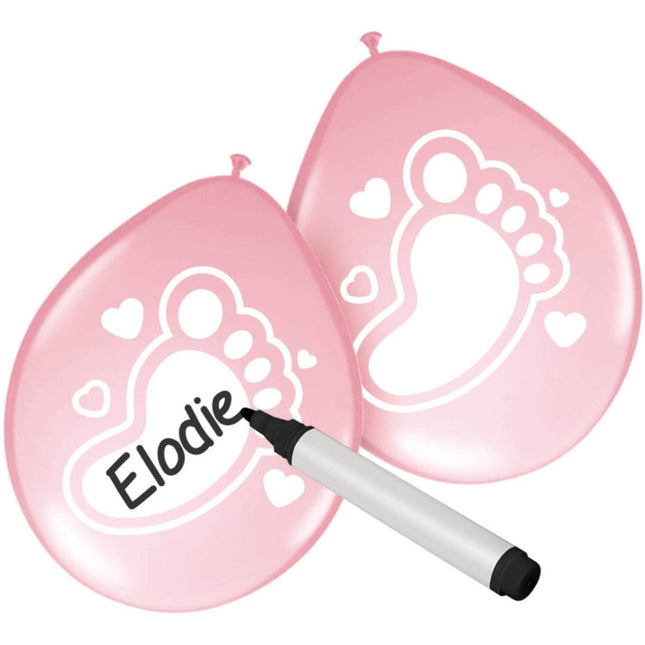 Geboorte Ballonnen Meisje Schrijfbaar 25cm 6st van Folat koop je bij Partywinkel