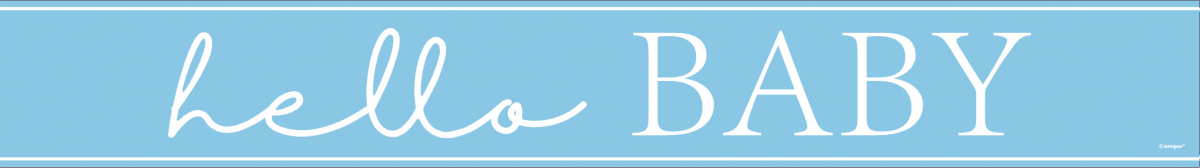 Geboorte Banner Blauw Hello Baby 2,74m van Unique koop je bij Partywinkel