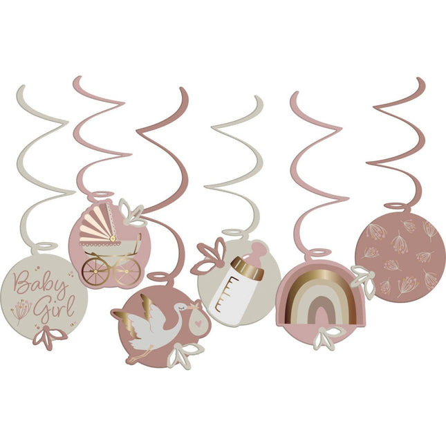 Geboorte Hangdecoratie Babygirl 6st van Folat koop je bij Partywinkel