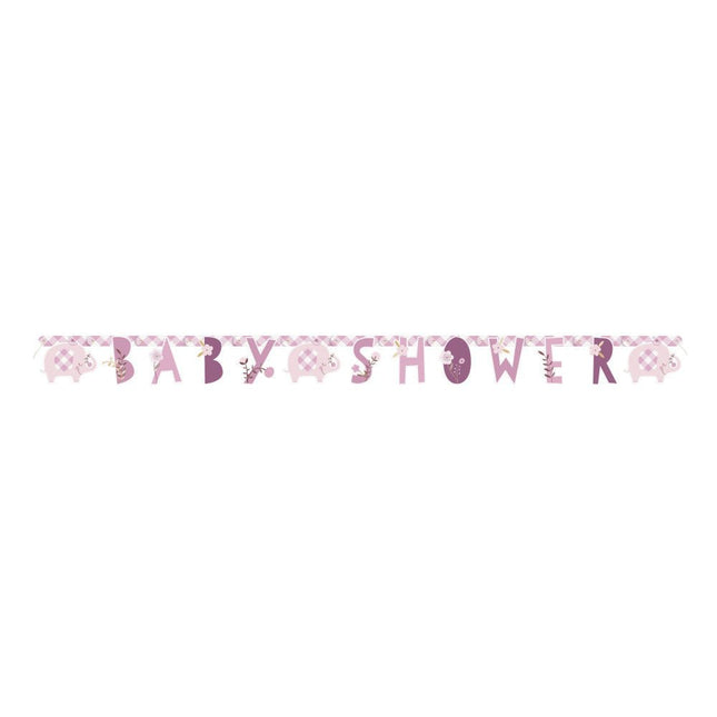 Geboorte Letterslinger Baby Shower Roze 1,65m van Unique koop je bij Partywinkel