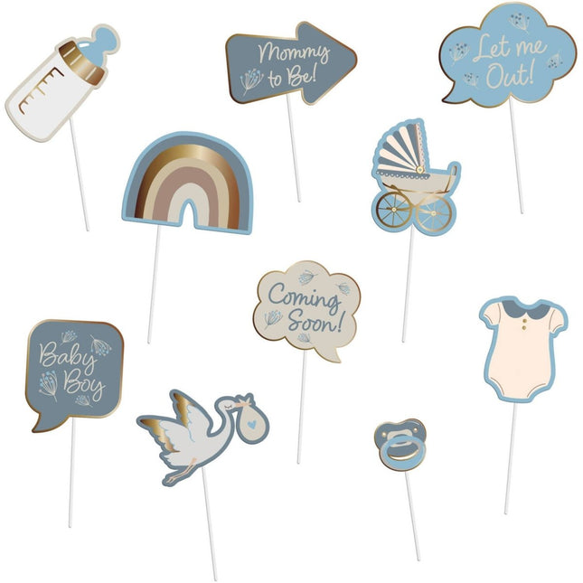 Geboorte Photobooth Props Babyboy 10st van Folat koop je bij Partywinkel