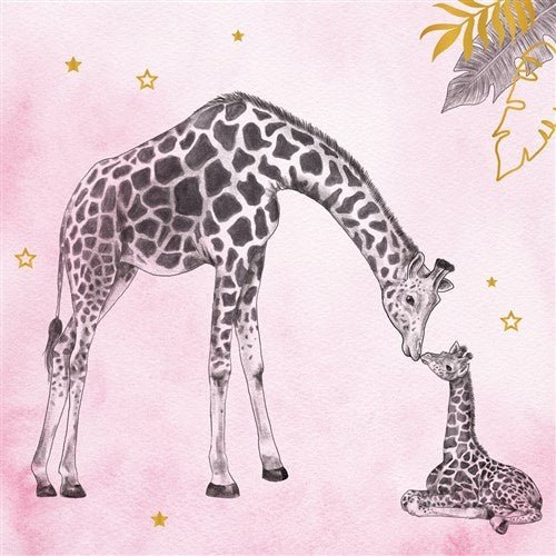 Geboorte Servetten Roze Safari 25cm 20st van Haza Witbaard koop je bij Partywinkel