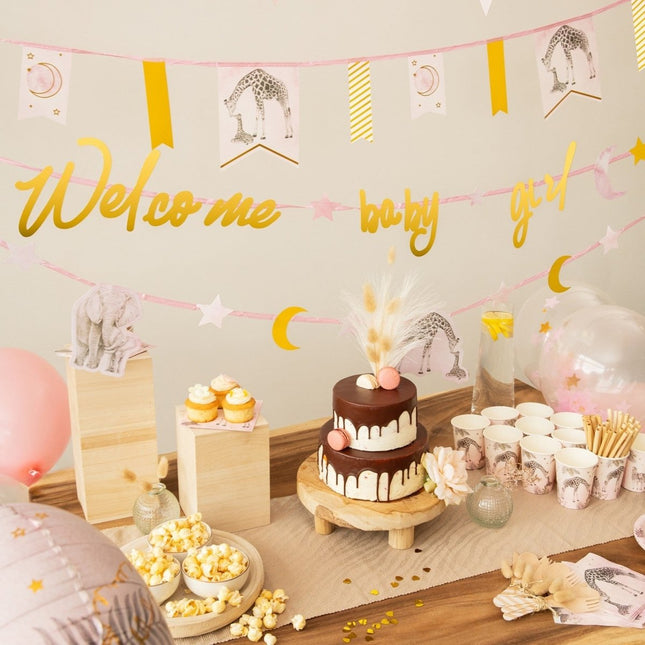 Geboorte Servetten Roze Safari 25cm 20st van Haza Witbaard koop je bij Partywinkel
